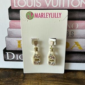 Champagne bottle sparkly earrings NWT